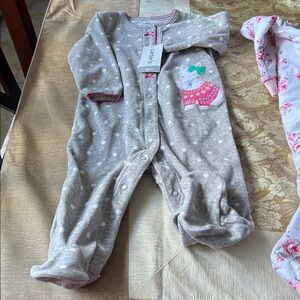 Carter's Gray Pajamas with Pink Accents